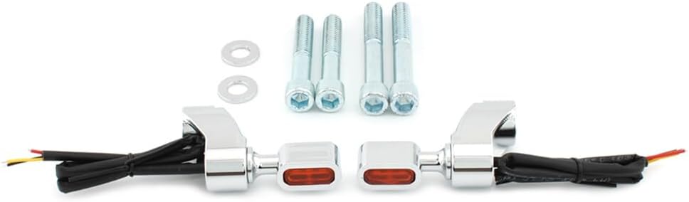 ya 2 8.15 Front Fitk Turn Signal Indicator Light Lamp Chrome+Orange Fit for Harley FXR 1987-00