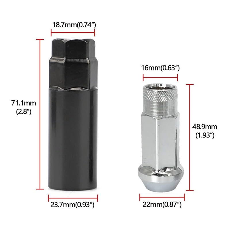 ya 10 9.16 baidi 20Pc M12x1.25 Car 48mm Open End Lug Nut Set Steel Wheel Nut Bolt w/Socket Silver