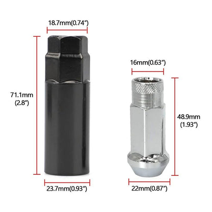 ya 10 9.16 baidi 20Pc M12x1.25 Car 48mm Open End Lug Nut Set Steel Wheel Nut Bolt w/Socket Silver
