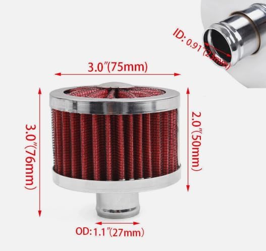 ya 13 9.15 baidi Red Extra Flow 1 to 1-1/4 Push In Valve Cover Baffle Breather Vent Filter Kit