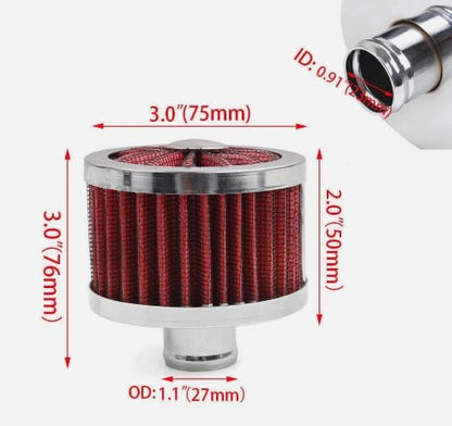 ya 13 9.15 baidi Red Extra Flow 1 to 1-1/4 Push In Valve Cover Baffle Breather Vent Filter Kit