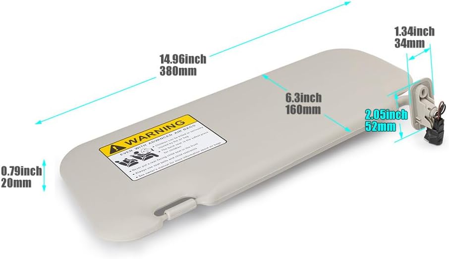 ya 11 9.14 baidi1X W/Light Right Side New Grey Sun Visor BBM369-270C-75 for for Mazda 3 2010-2013