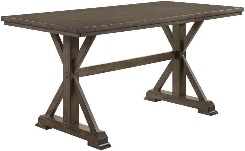 ya 28 10.13 baidi 7pc Counter Height Wood Dining Set Upholstered ,Brown For Dining Room