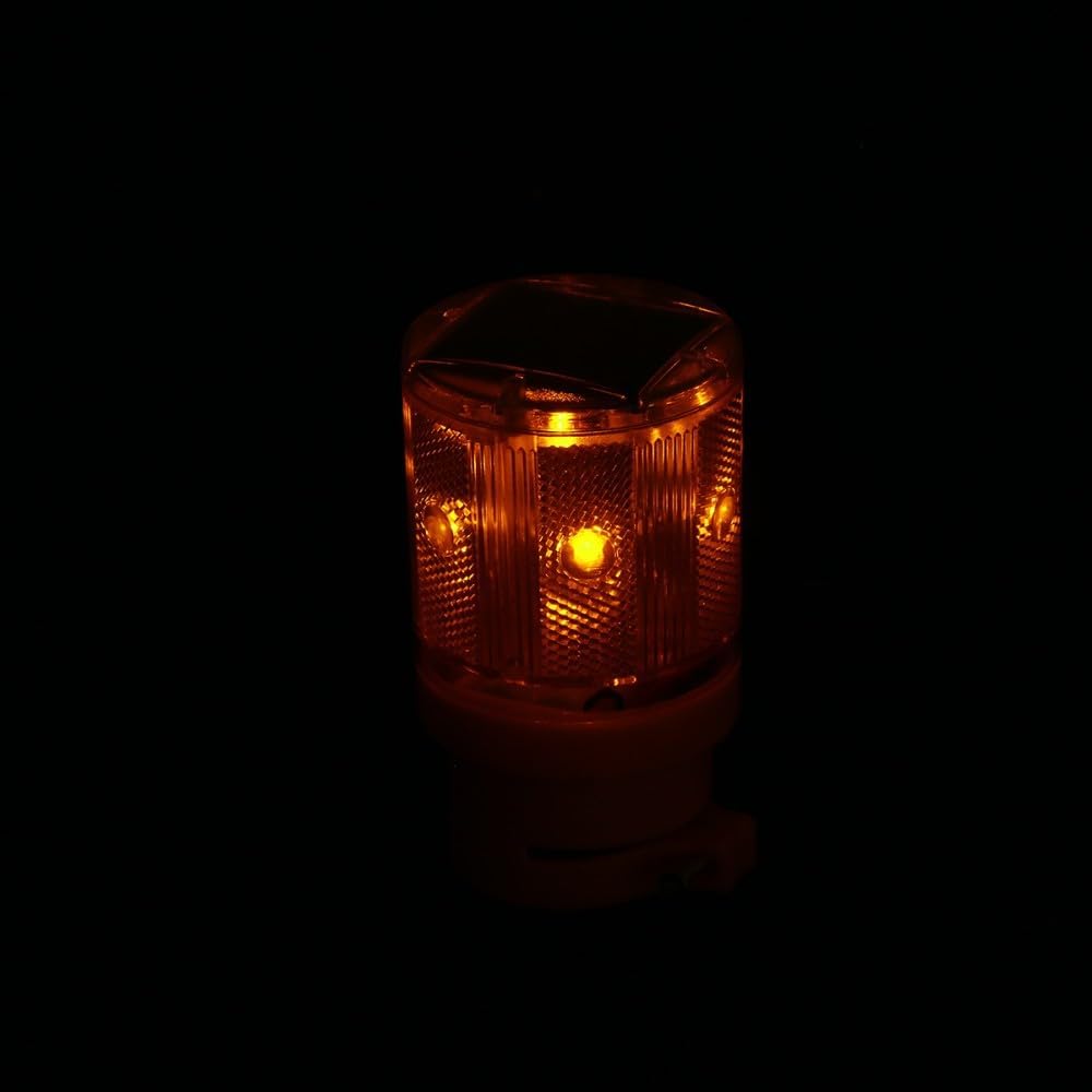 ya 13 9.15 baidi 2 Pcs Solar Warning Light Flashing Construction Emergency Strobe Orange Led