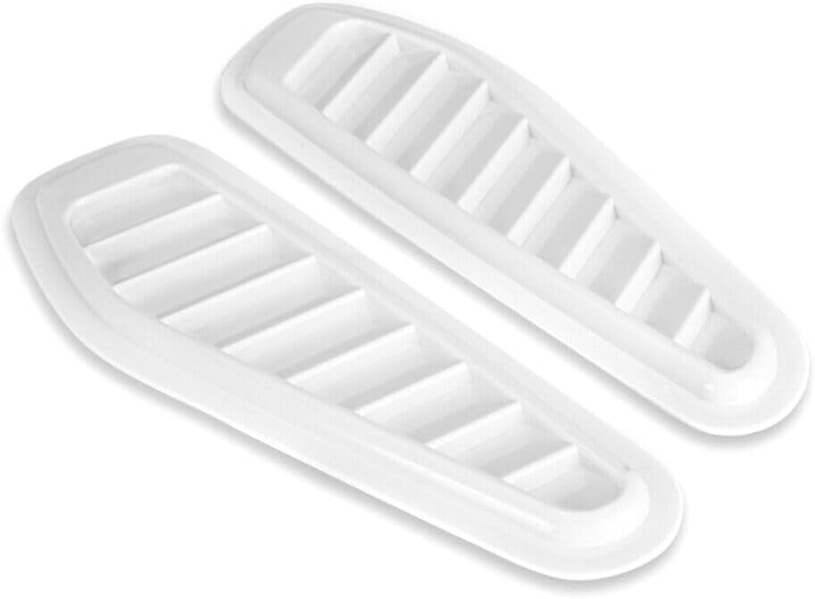 ya 4 8.24 baidi 2x Car Decorative Air Flow Intake Hood Scoop Vent Bonnet Cover White Universal