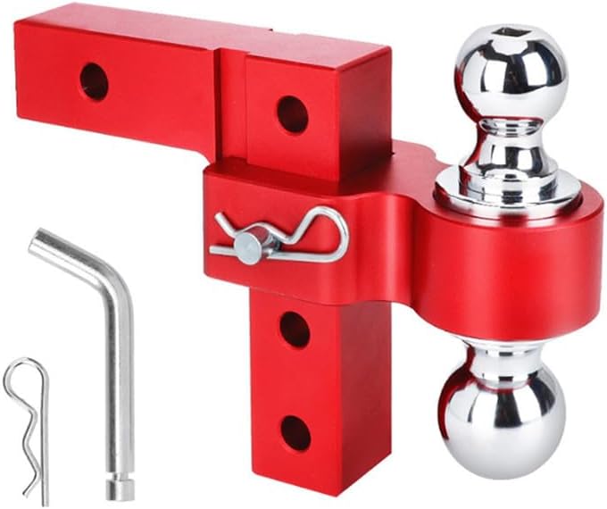 ya 5 8.24 baidi Red Double Ball 6 Inch Drop Adjustable Trailer Hook Fits 2 Inch Receiver