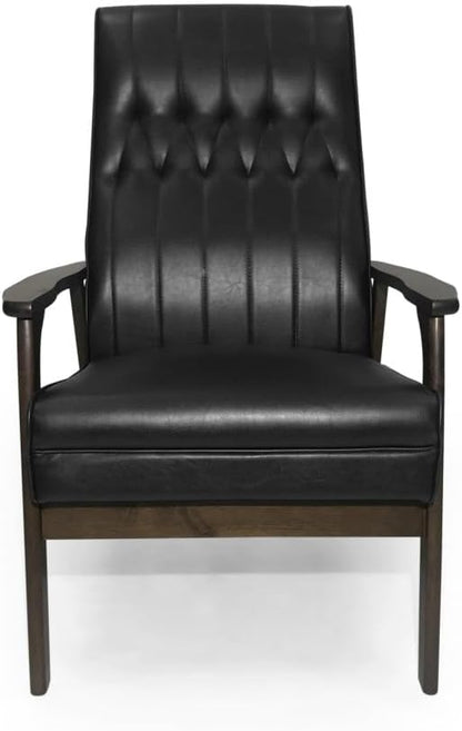 ya 28 10.13 baidi Mid Century Modern Upholstered Accent, Matte Black Faux Leather