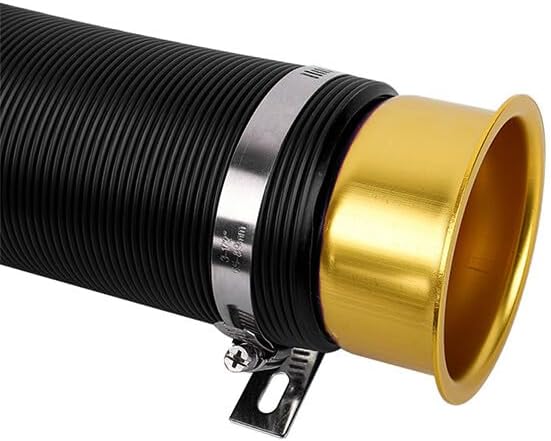 ya 10 9.16 baidi 3 Inch 76mm Flexible Car Cold Air Intake Hose Filter Tube Telescopic Tube Gold-