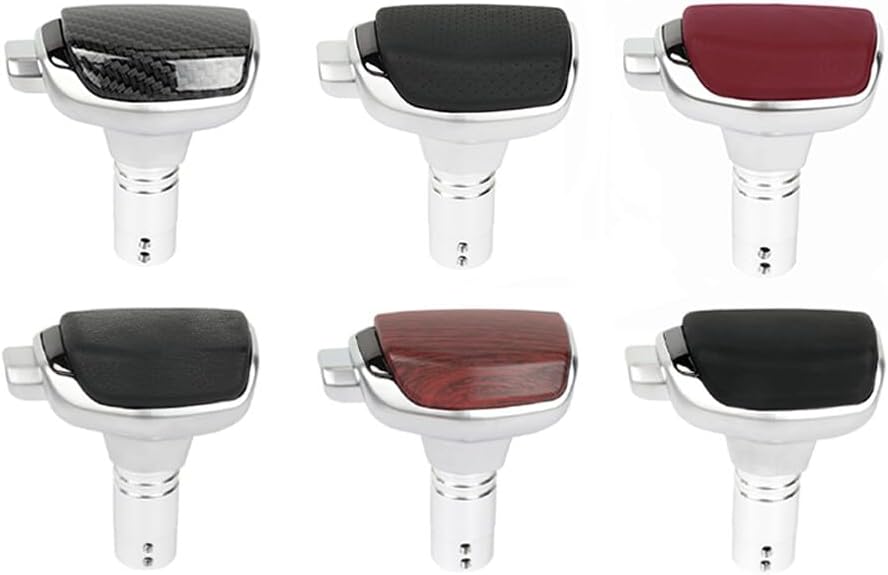 ya 4 8.14 JDM PU Leather Metal Automatic Car Gear Stick Shift Knob Shifter Push Button