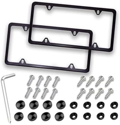 ya 9 10.24 2 Piece Car License Plate Frame Cap Hood Rear Boot Screw Cap Chrome Suitabl