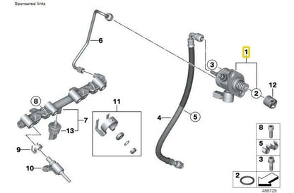 ya 4 8.10 Injection High Pressure Pump for BMW F20 114i 116i 118i F30 316i 320i N13