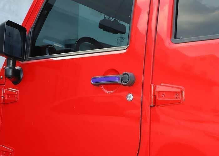 ya 2 8.15 for Jeep Wrangler JK 4DR 2007-2017 Purple Exterior Door Handle Strip Decorative Decoration 