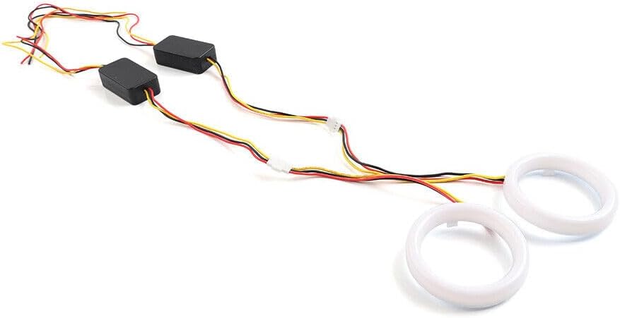 ya 11 9.14 zhengce 2x White Amber Switchback LED Angel Eyes Halo Rings Car Headlight Retrofit