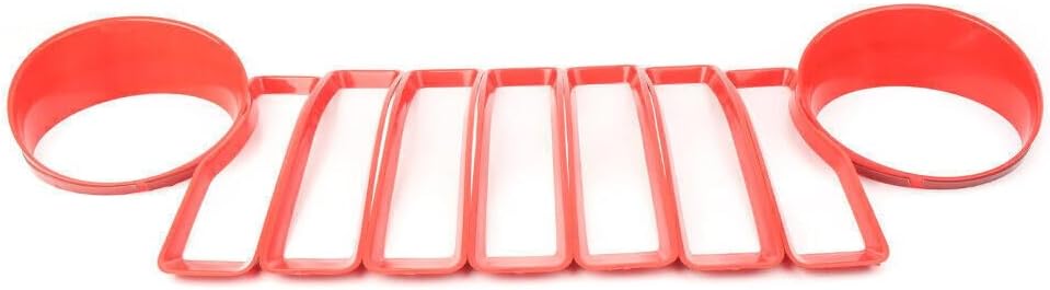 ya 4 8.14 Red Auto Front Grill Insert Headlight Bezel Trim Covers Fit for Jeep for Wrangler JL