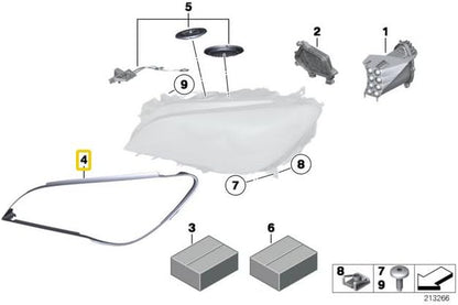 ya 4 8.10 1 right headlight rubber seal suitable for BMW F01 F02 730i 740i 750i 740L