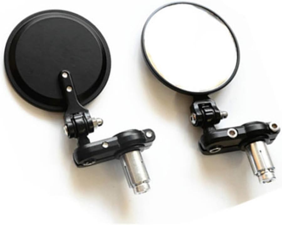 ya 2 8.15 3 Round Black 7/8 Folding Handle Bar End Side Mirror Cafe Racer Bobber Custom