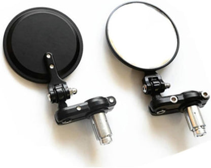 ya 2 8.15 3 Round Black 7/8 Folding Handle Bar End Side Mirror Cafe Racer Bobber Custom