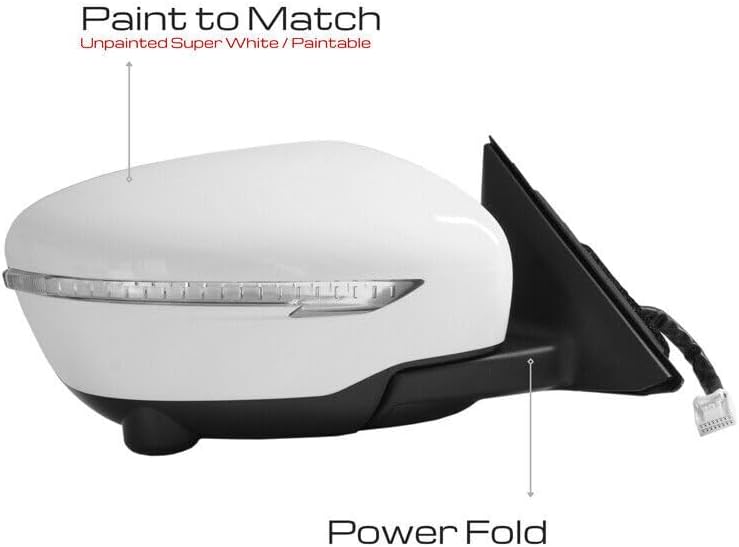 ya 11 9.14 baidiRight white rearview mirror assembly 13 pin for Nissan ROGUE 2014-2019-