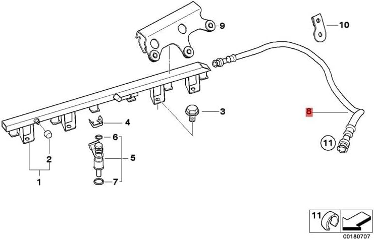 ya 10 9.16 baidi Fuel Hose Inlet to Fuel Rail for BMW 1 3 Series E82 E87 E88 E90 E91 13537560586