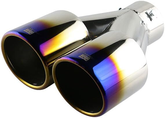 ya 6 8.24 baidi Universal 3'' Inlet 4'' outlet Tips End Dual Muffler Tip Burnt Blue End