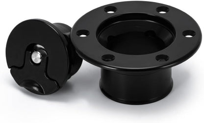 ya 5 8.10 Car Stainless steel Fuel Filler Neck Up Gas Flush Mount Universal W/ 6 Holes BK