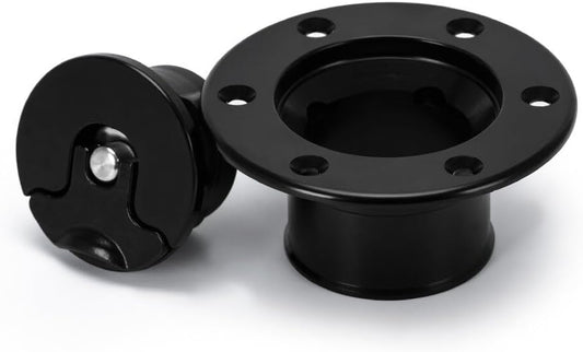 ya 5 8.10 Car Stainless steel Fuel Filler Neck Up Gas Flush Mount Universal W/ 6 Holes BK