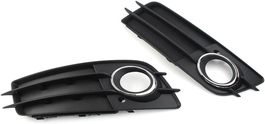 ya 9 10.24 Front Bumper Fog Light Grille Cover W/Chrome Ring for Audi A4 B8 S4 2008-12 cl