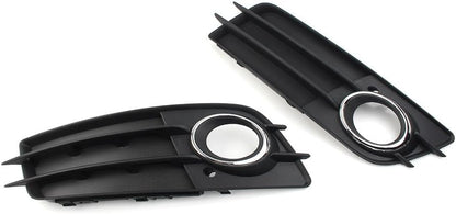 ya 9 10.24 Front Bumper Fog Light Grille Cover W/Chrome Ring for Audi A4 B8 S4 2008-12 cl