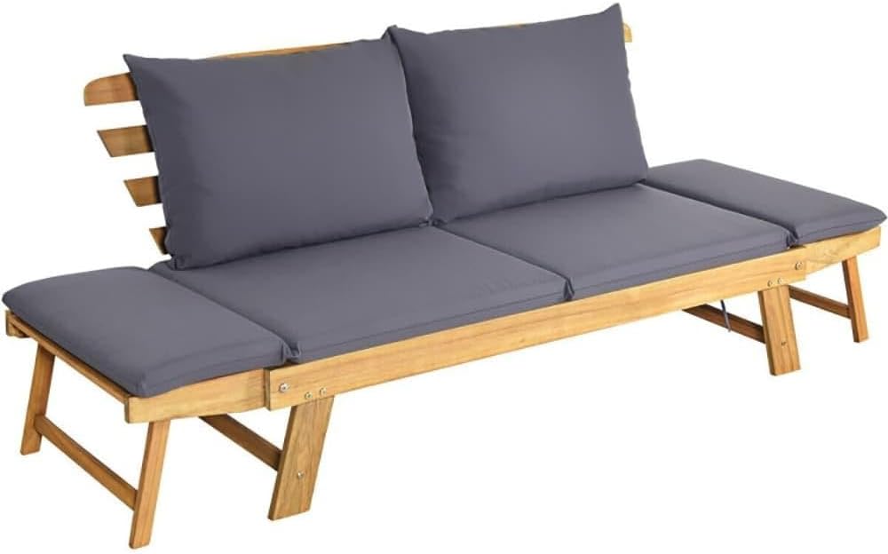 ya 28 10.13 baidi Adjustable Patio Convertible Sofa Thick Cushion Gray for Use