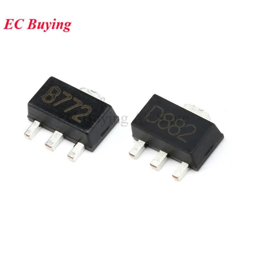 ya 16 10.20 baidi B772 D882 SOT89 NPN PNP Transistor for Audi o Amplifier switches 50 Pieces -