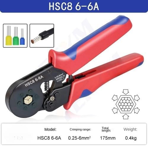 ya 28 10.13 baidi HSC8 6-4 Hexago l Serrated Self-Adjusting Ratchet Wire Termi l Crimper Kit-31