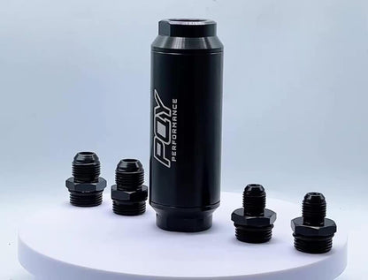 ya 5 8.24 baidi 44MM Racing In-Line Fuel Filter W/ 6AN 8AN Fitting 100 Micron Cleanable SS