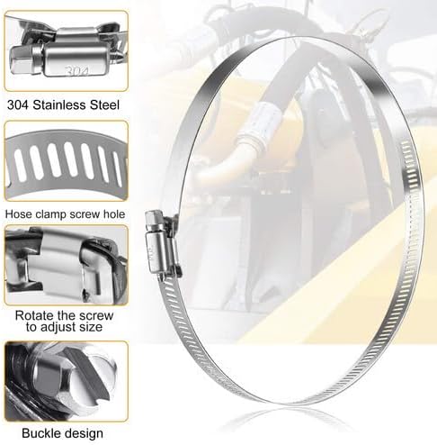 ya 11 9.14 baidi6 Inch 304 Stainless Steel Hose Clamp Worm Gear Fuel Line Clamp Adjustable Air-
