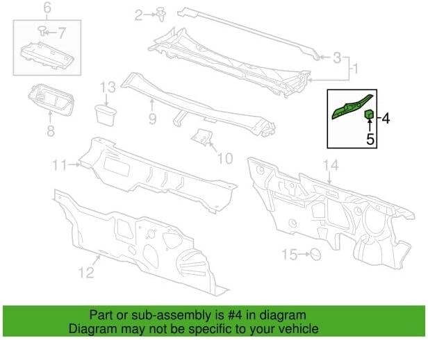 ya 2 8.15 Passenger side grille panel extension for Chevrolet Malibu 2013 - 2016