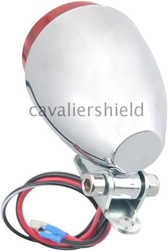 ya 23 10.7 baidi Universal Motorcycle Retro Chrome Rear Brake Stop Red Lens Round LED Tail Light