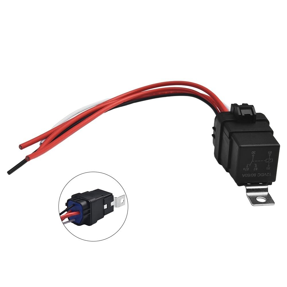 ya 4 8.14 1* - 60/80A 12Volt Waterproof Automotive Relay with Pigtail 5-Pin Heavy Dut