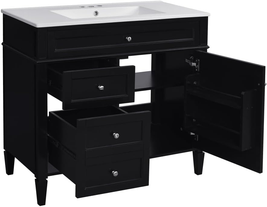 ya 28 10.13 baidi 36 Bathroom Storage Vanity Modern w/ Sink, 2 Drawers & Tip-out Drawer,Blac