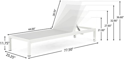 ya 28 10.13 baidi 2-Piece White Chaise Set - Aluminum Adjustable, 400lbs Capacity