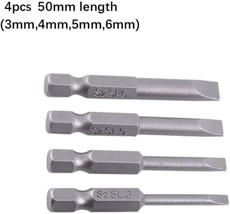 ya 26 10.21 baidi 4Pcs 50mm Slotted Screwdriver Bit m-6mm Magnetic Flat Head 1/4in Hex Shank