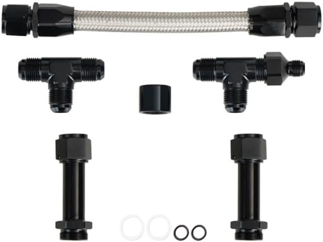 ya 4 8.14 8AN Male Flare Dual Inlet 4150 Fuel Line Kit 7/8 Stainless Carburetor Black