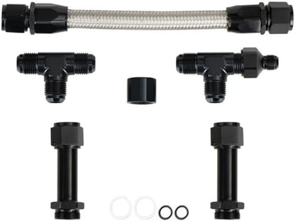ya 4 8.14 8AN Male Flare Dual Inlet 4150 Fuel Line Kit 7/8 Stainless Carburetor Black