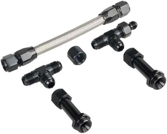 ya 4 8.14 8AN Male Flare Dual Inlet 4150 Fuel Line Kit 7/8 Stainless Carburetor Black