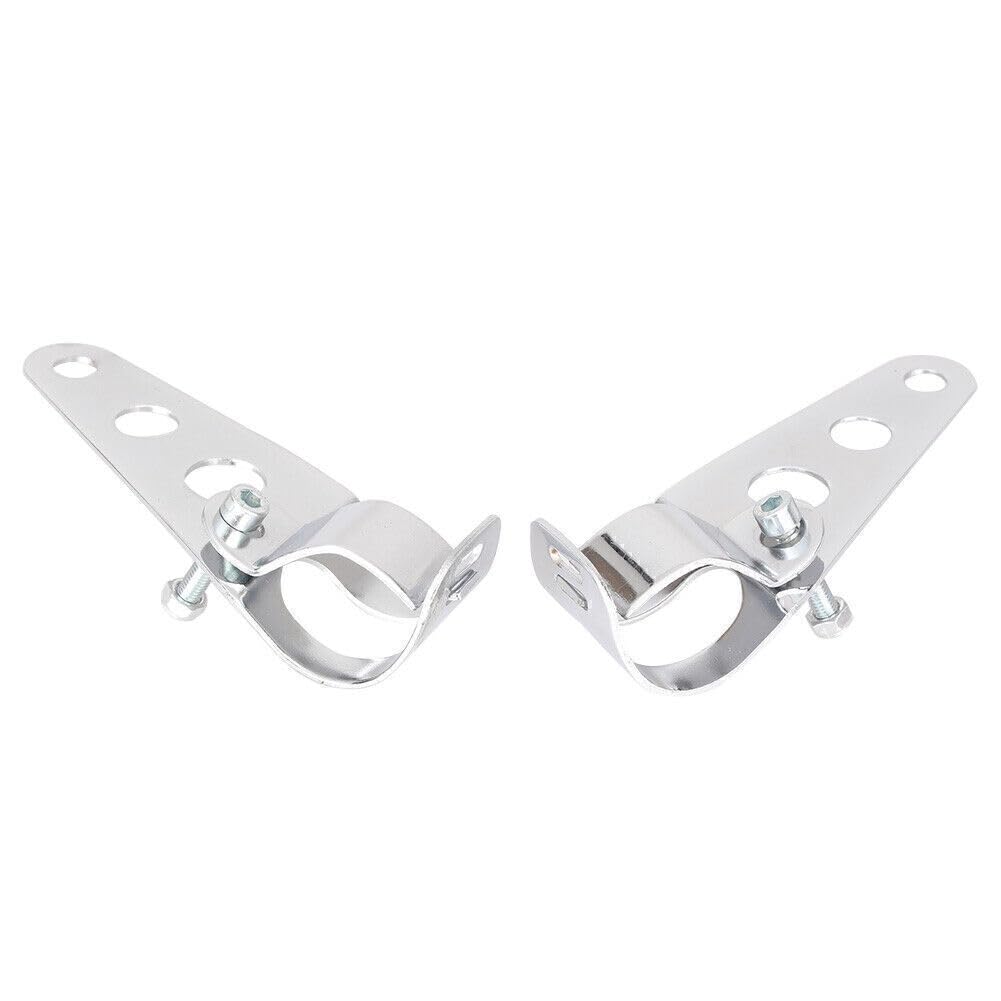 ya 6 8.14 Pair Fork Mount Headlight Casing Brackets for Cafe Racer Bobber Chopper Silver