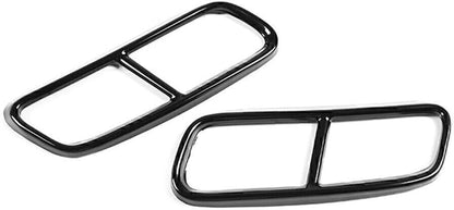 ya 4 8.14 Car Rear Exhaust End Pipe Dual Muffler Tip Cover Trim for Audi Q7 2016-19 Black