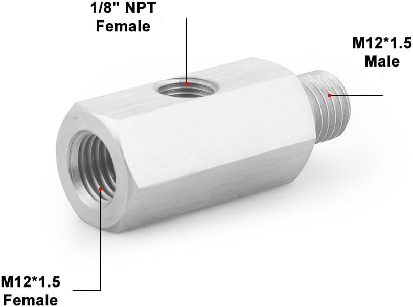 ya 14 9.20 zhengce M12x1.5Female Oil Pressure Sensor Tee 1/8NPT to M12x1.5 Male Adapter Supply Feed-1
