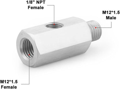 ya 14 9.20 zhengce M12x1.5Female Oil Pressure Sensor Tee 1/8NPT to M12x1.5 Male Adapter Supply Feed-1