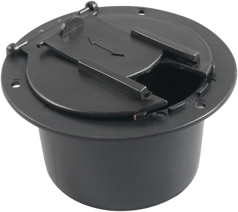 ya 4 8.8.2 Universal RV Camper Trailer Round Electric Power Cord Cable Hatch Cover Black