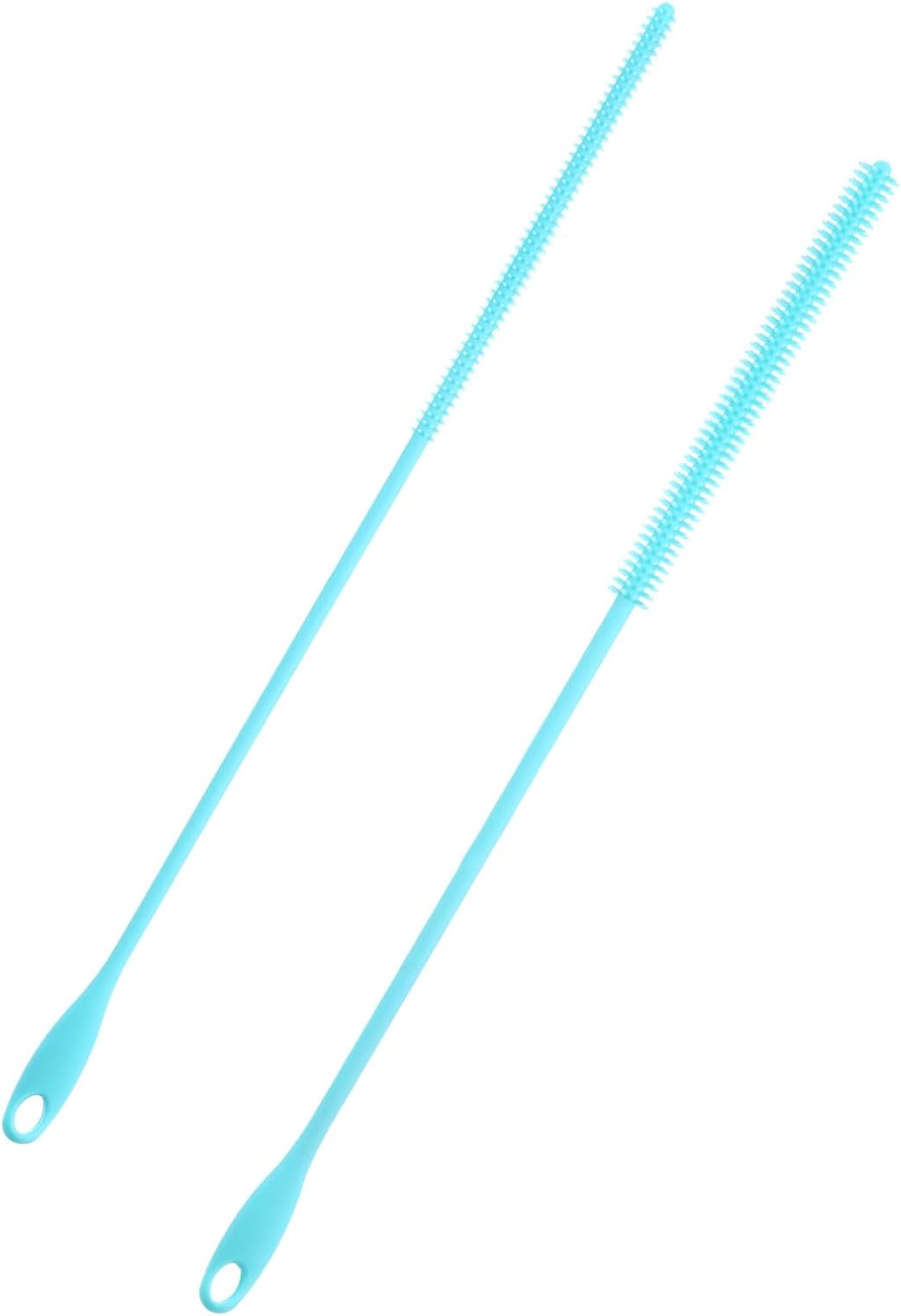 ya 26 10.21 baidi 2 Pcs Silicone Straw Brush 9.4 Inch Bottle Straw Brushes Blue (6mm+8mm)