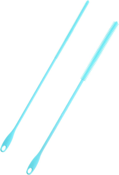 ya 26 10.21 baidi 2 Pcs Silicone Straw Brush 9.4 Inch Bottle Straw Brushes Blue (6mm+8mm)