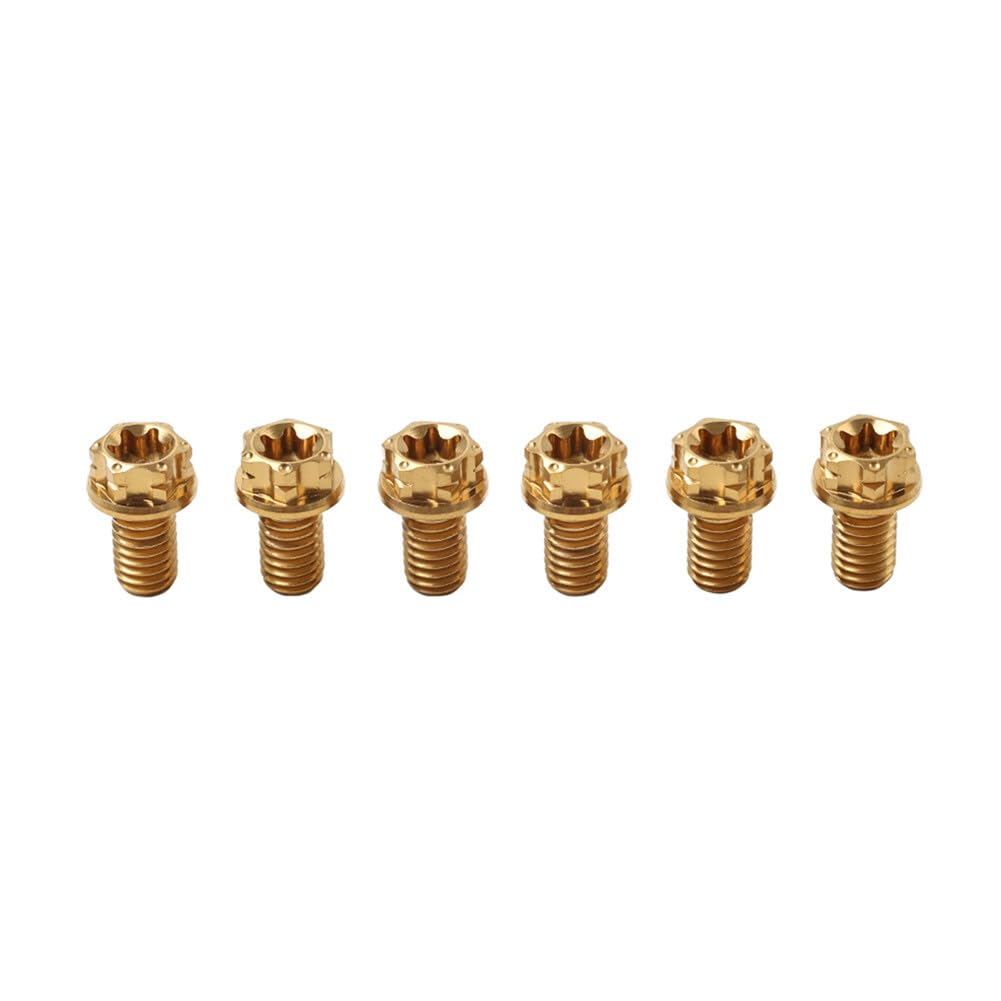 ya 9 10.24 6pcs Bolts Torx Head Flange Screws M6x35mm for Motorcycle Bicycle Gold